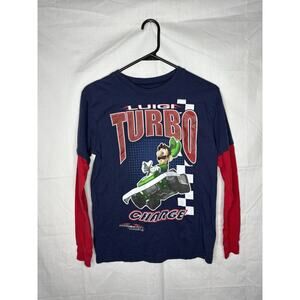 mario kart luigi long sleeve shirt boys kids 14/16